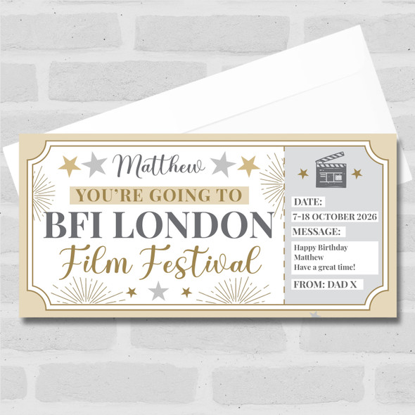 BFI London Film Festival Stars Gold Personalised Surprise Ticket Gift Voucher