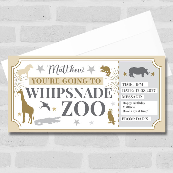 Whipsnade Zoo Stars Gold Personalised Surprise Ticket Gift Voucher