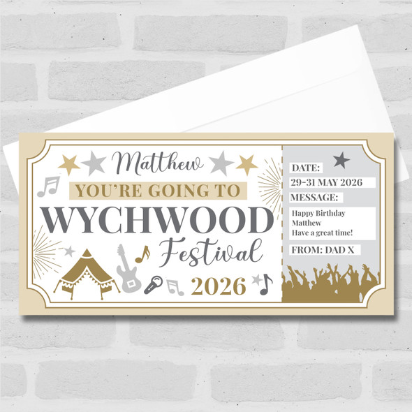 Wychwood Festival Stars Gold Personalised Surprise Ticket Gift Voucher