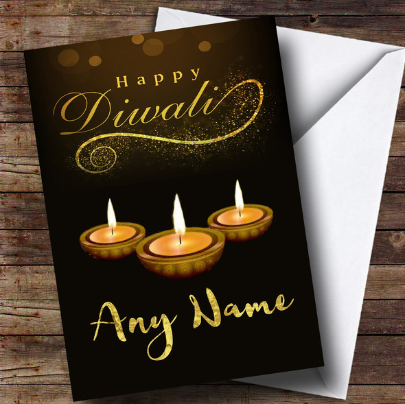 Golden Candles Personalised Diwali Card