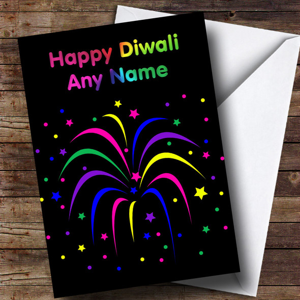 Rainbow Fireworks Personalised Diwali Card