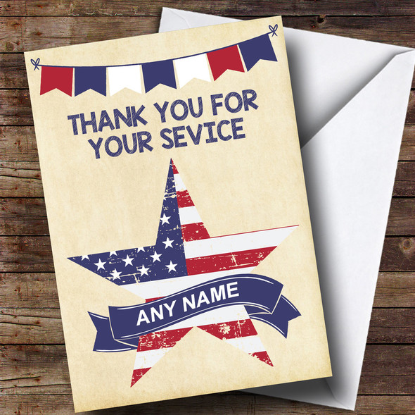 USA Flag Star Personalised Retirement Card