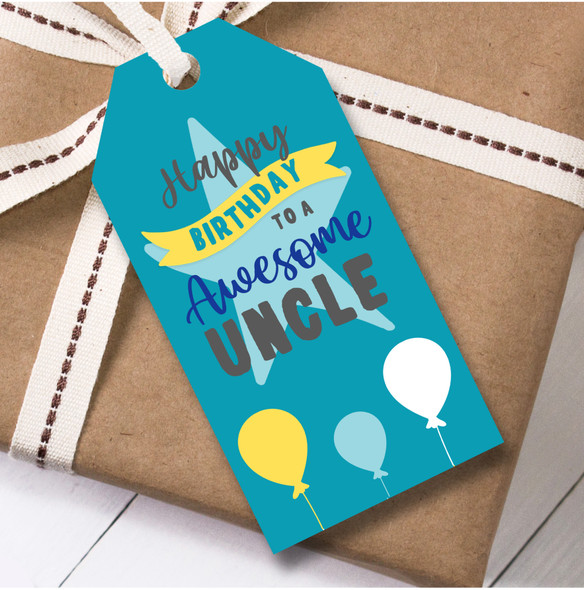 Birthday 12 Large Gift Tags For Uncle Birthday Green Star Balloons