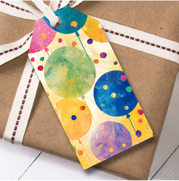 Birthday 12 Large Gift Tags Watercolour Balloons Birthday