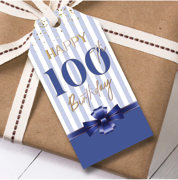 Birthday 12 Large Gift Tags 10th Birthday Blue Bow