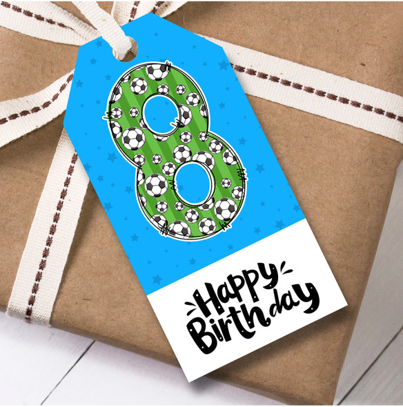 12 Large Gift Tags 8th Birthday Football Number Boys Birthday
