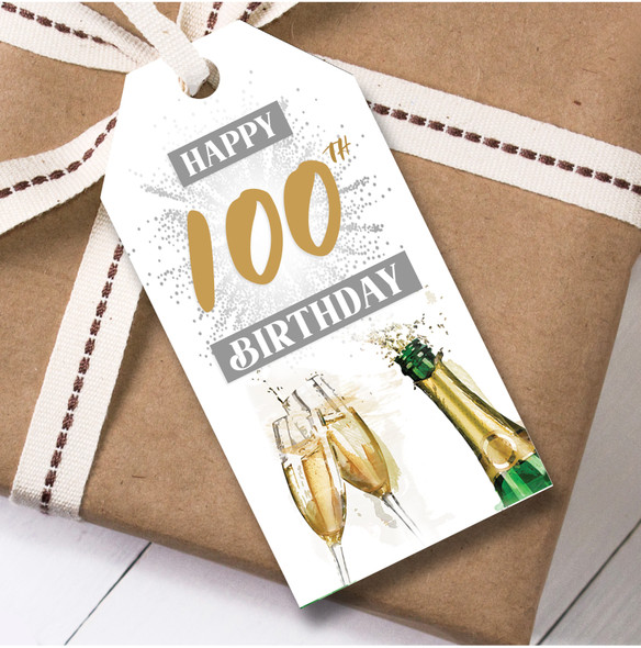 Birthday 12 Large Gift Tags Birthday 100th Champagne Flutes