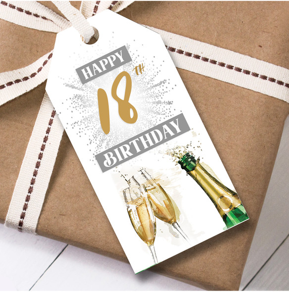 Birthday 12 Large Gift Tags Birthday 18th Champagne Flutes