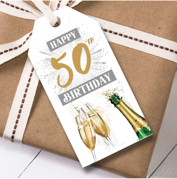 Birthday 12 Large Gift Tags Birthday 50th Champagne Flutes