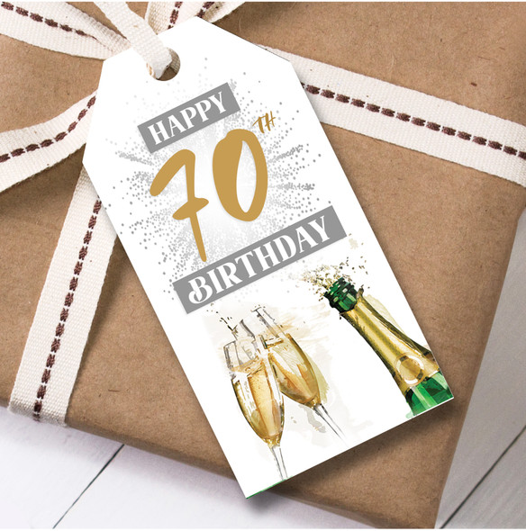 Birthday 12 Large Gift Tags Birthday 70th Champagne Flutes