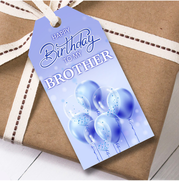 Birthday 12 Large Gift Tags For Brother Blue Balloons Birthday