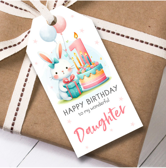 12 Large Gift Tags Daughter 1st Birthday Cute Bunny Cake Birthday
