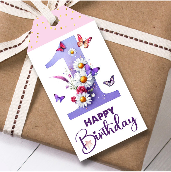 12 Large Gift Tags 1st Birthday Floral Butterflies Girls Kids Birthday