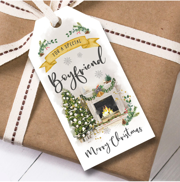 Christmas 12 Large Gift Tags For Boyfriend Christmas Tree Fireplace