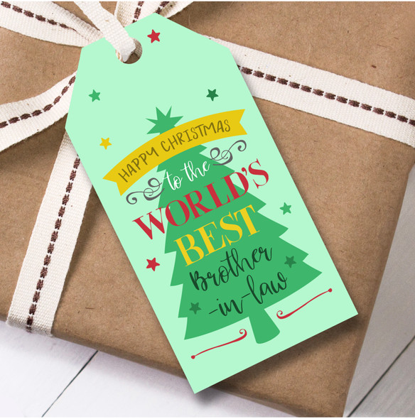 Christmas 12 Large Gift Tags For Brother-In-law Green Xmas Tree Worlds Best