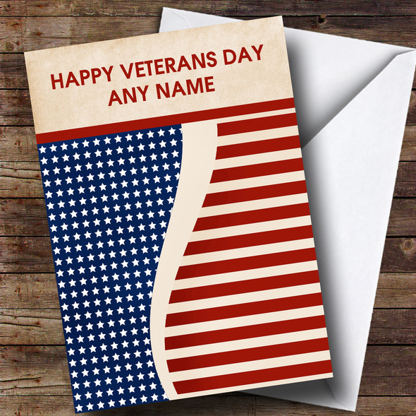 Vintage USA Flag Personalised Veterans Day Card