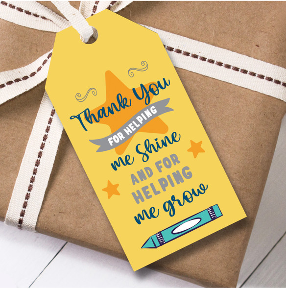 Thank You Teacher 12 Gift Tags Teacher Thank You For Helping Me Grow Crayon