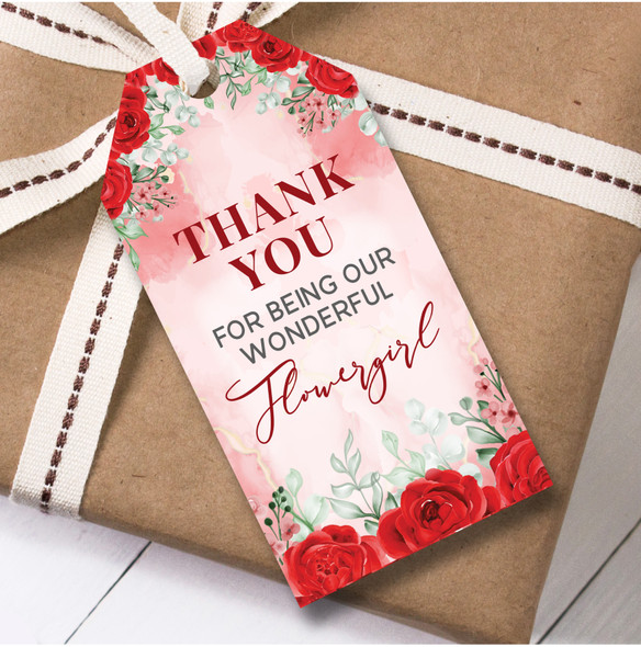 Thank You Wedding Day 12 Gift Tags Flowergirl Thank You Red Wedding Favour