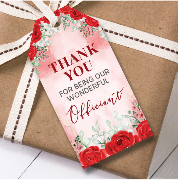 Thank You Wedding Day 12 Gift Tags Officiant Thank You Red Wedding Favour