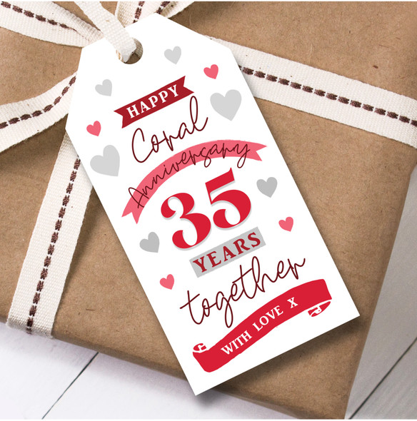 Anniversary 12 Gift Tags 35 Years Coral 35th Wedding Anniversary Together