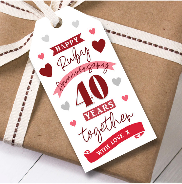 Anniversary 12 Gift Tags 40 Years Ruby 40th Wedding Anniversary Together