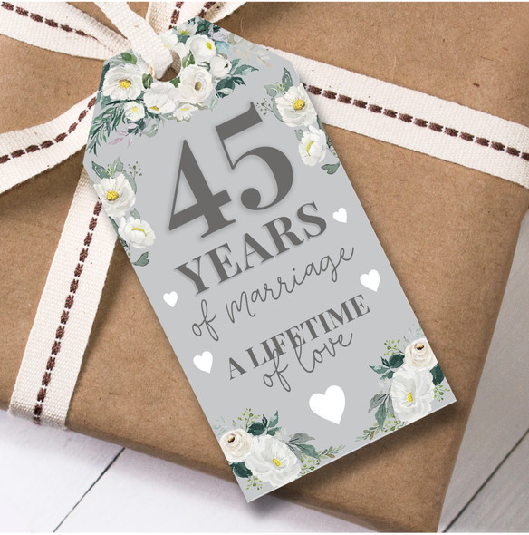 Anniversary 12 Gift Tags 45th Wedding Anniversary White Flowers