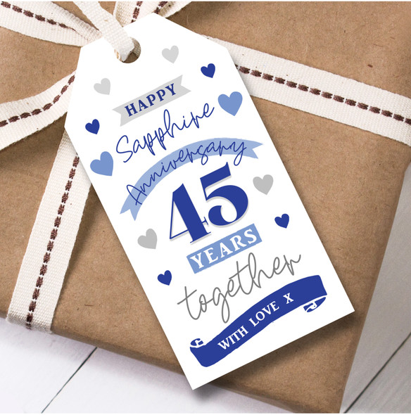Anniversary 12 Gift Tags 45 Years Sapphire 45th Wedding Anniversary