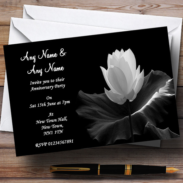 Beautiful Black White Flower Wedding Anniversary Party Personalised Invitations