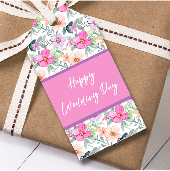 Wedding Day 12 Large Gift Tags Pink Purple Flowers Wedding Day