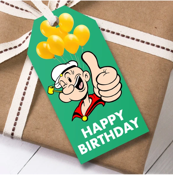 Birthday 12 Large Gift Tags Popeye Boys Kids Birthday