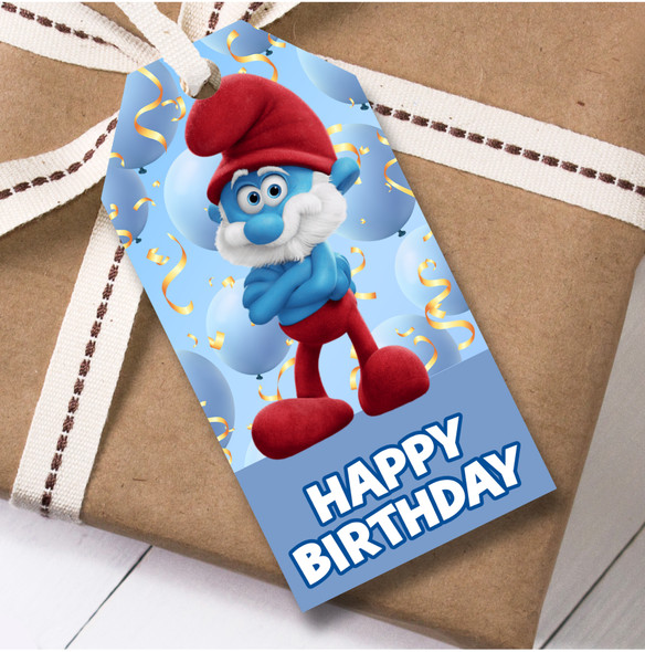 Birthday 12 Large Gift Tags Smurfs Kids Birthday Design 10