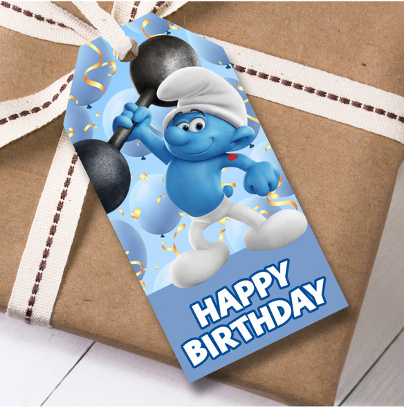 Birthday 12 Large Gift Tags Smurfs Kids Birthday Design 8