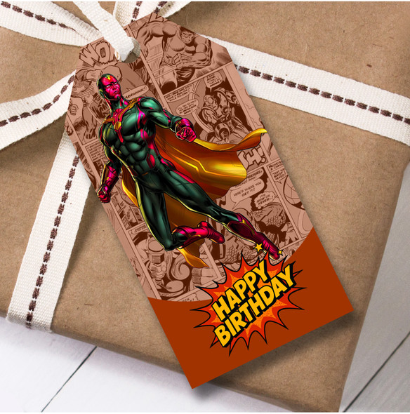 Birthday 12 Large Gift Tags Avengers Vision Boys Kids Birthday