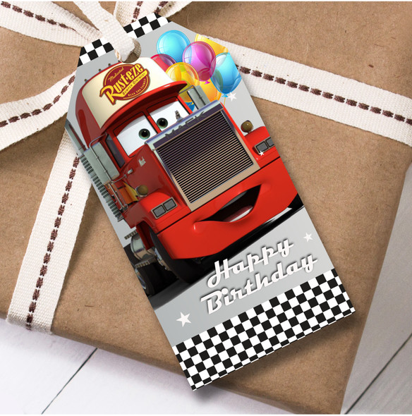 Birthday 12 Large Gift Tags Disney Cars Boys Kids Birthday Design 1