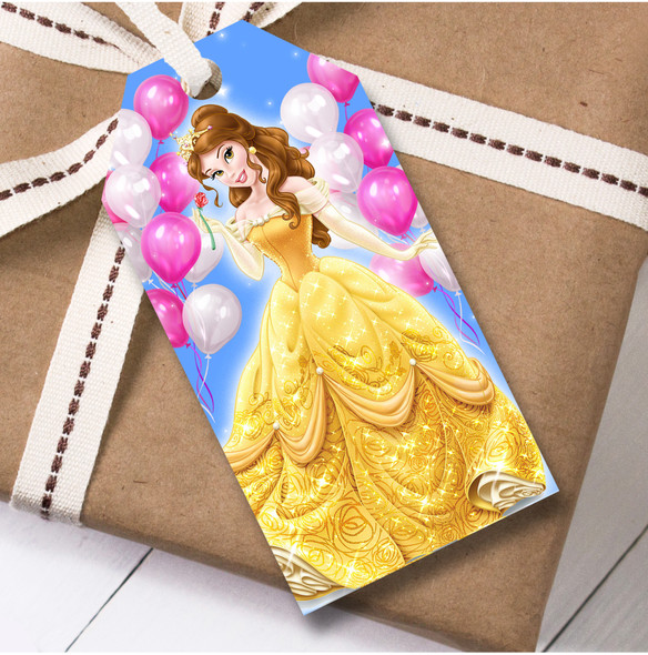 Birthday 12 Large Gift Tags Disney Princes Belle Girls Kids Birthday