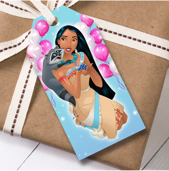 Birthday 12 Large Gift Tags Disney Princes Pocahontas Girls Kids Birthday