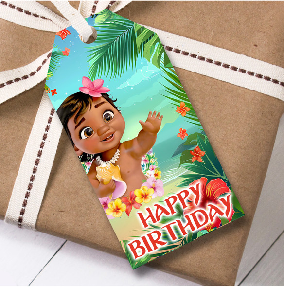 Birthday 12 Large Gift Tags Disney Moana Baby Girls Kids Birthday Design 3