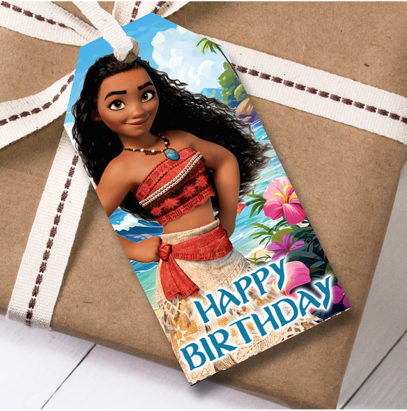 Birthday 12 Large Gift Tags Disney Moana Girls Kids Birthday Design 1
