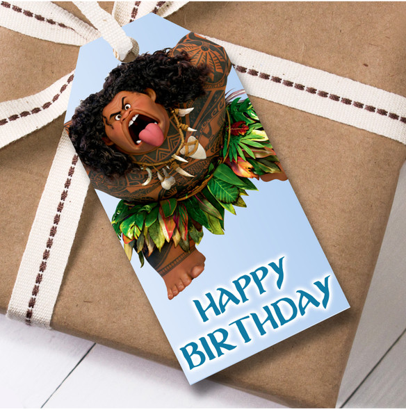 Birthday 12 Large Gift Tags Disney Moana Maui Girls Kids Birthday Design 1
