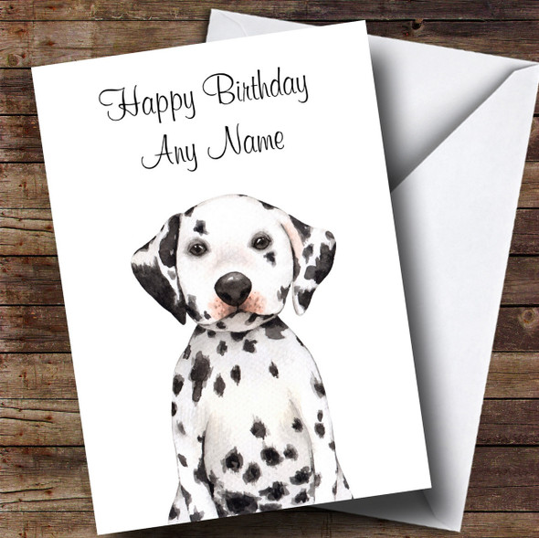 Cute Watercolour Dalmatian Dog Personalised Birthday Card