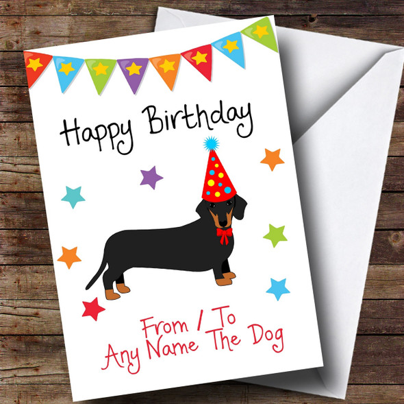 To From Dog Dachshund Personalised Birthday Card