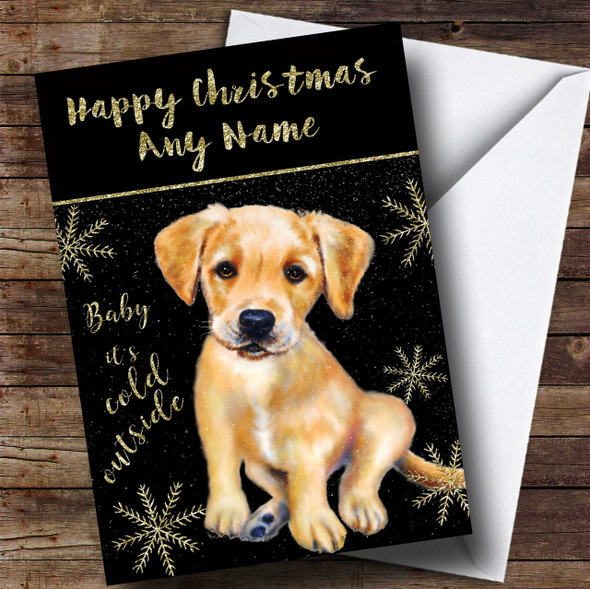 Cold Outside Snow Dog Golden Labrador Personalised Christmas Card