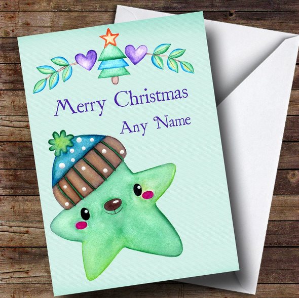 Watercolour Starfish Personalised Childrens Christmas Card