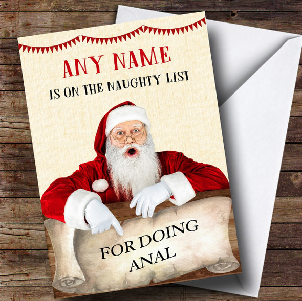 Funny Rude Offensive Naughty List Anal Personalised Christmas Card