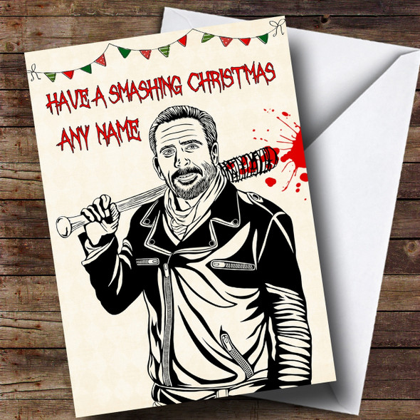 Killer Negan The Walking Dead Personalised Christmas Card