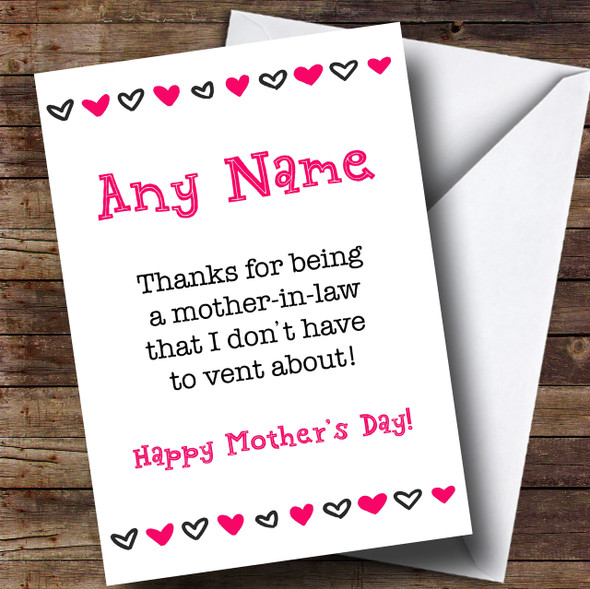 Mother In Law Vent Funny Mothers Day Personalised Card