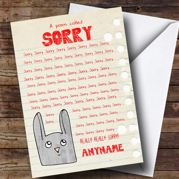 Funny Poem Sorry Personalised Card