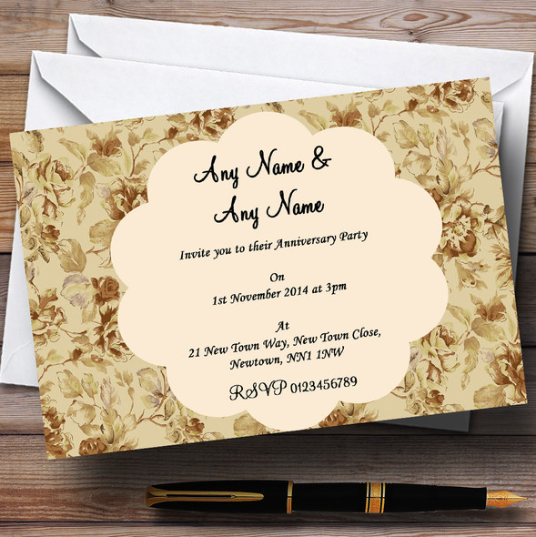 Vintage Garden Tea Party Wedding Anniversary Party Personalised Invitations