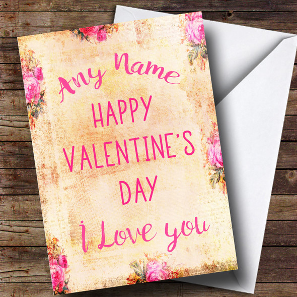 Pretty Flowers Valentines Personalised Card
