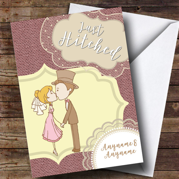 Couple Kiss Wedding Day Personalised Card